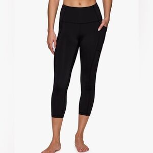 RBX Women's Ultra Hold Squat Proof Cropped Running Yoga Legging Capri Black L